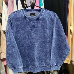 Women's Blue Acid Wash Crewneck Sweater